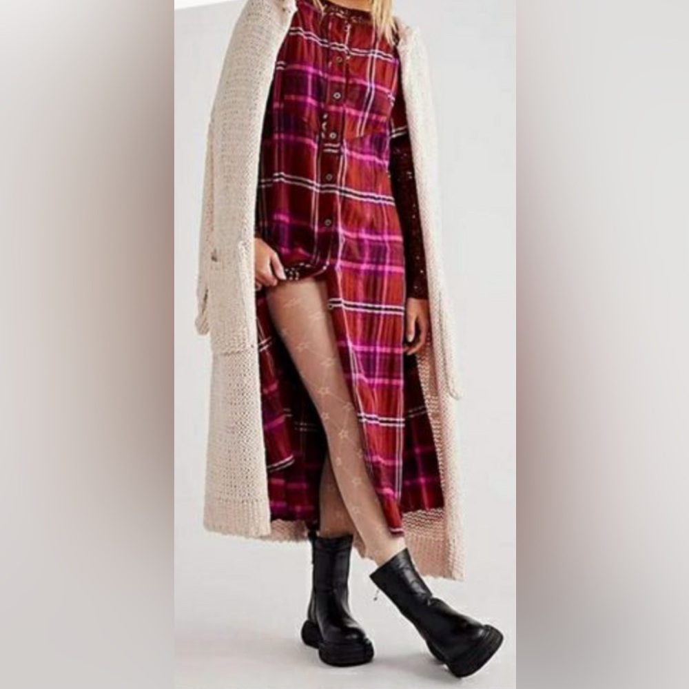NWOT Free People - We the Free • Outlaw maxi/midi plaid dress $198 Small